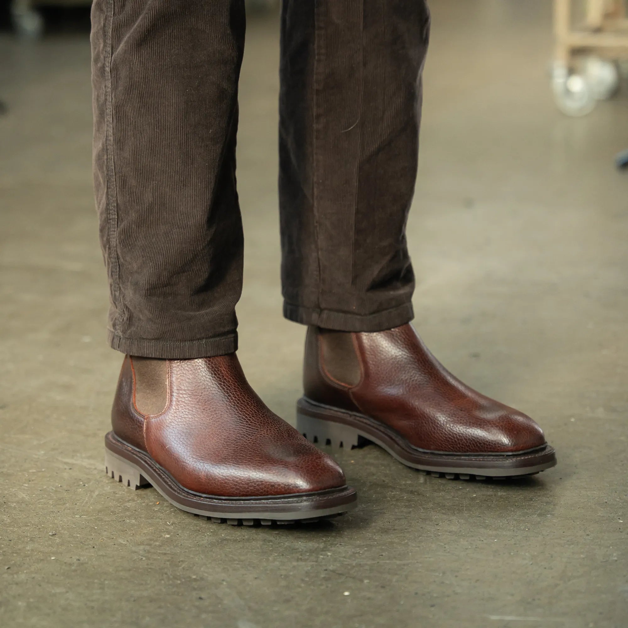 WISWELL // COGNAC GRAINED-Men's Chelsea